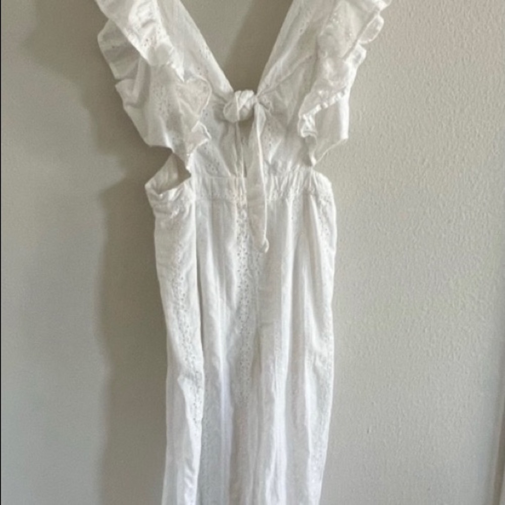 White Tie Front Romper - Picture 3 of 6